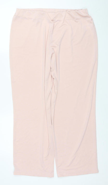 Afibel Women Pink Wide-Leg Stretch Jersey Trousers Size 18