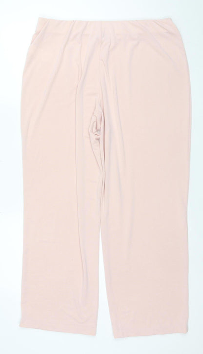 Afibel Women Pink Wide-Leg Stretch Jersey Trousers Size 18