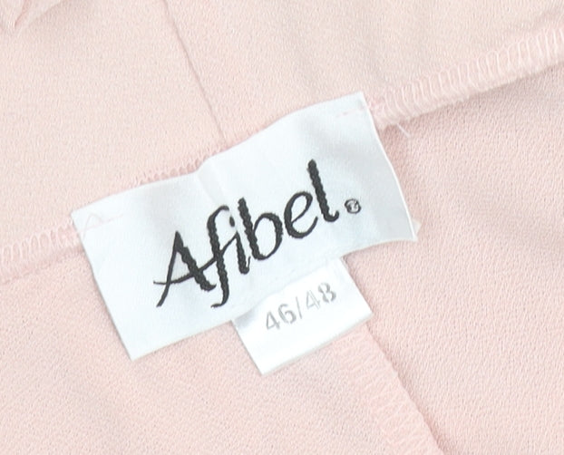 Afibel Women Pink Wide-Leg Stretch Jersey Trousers Size 18