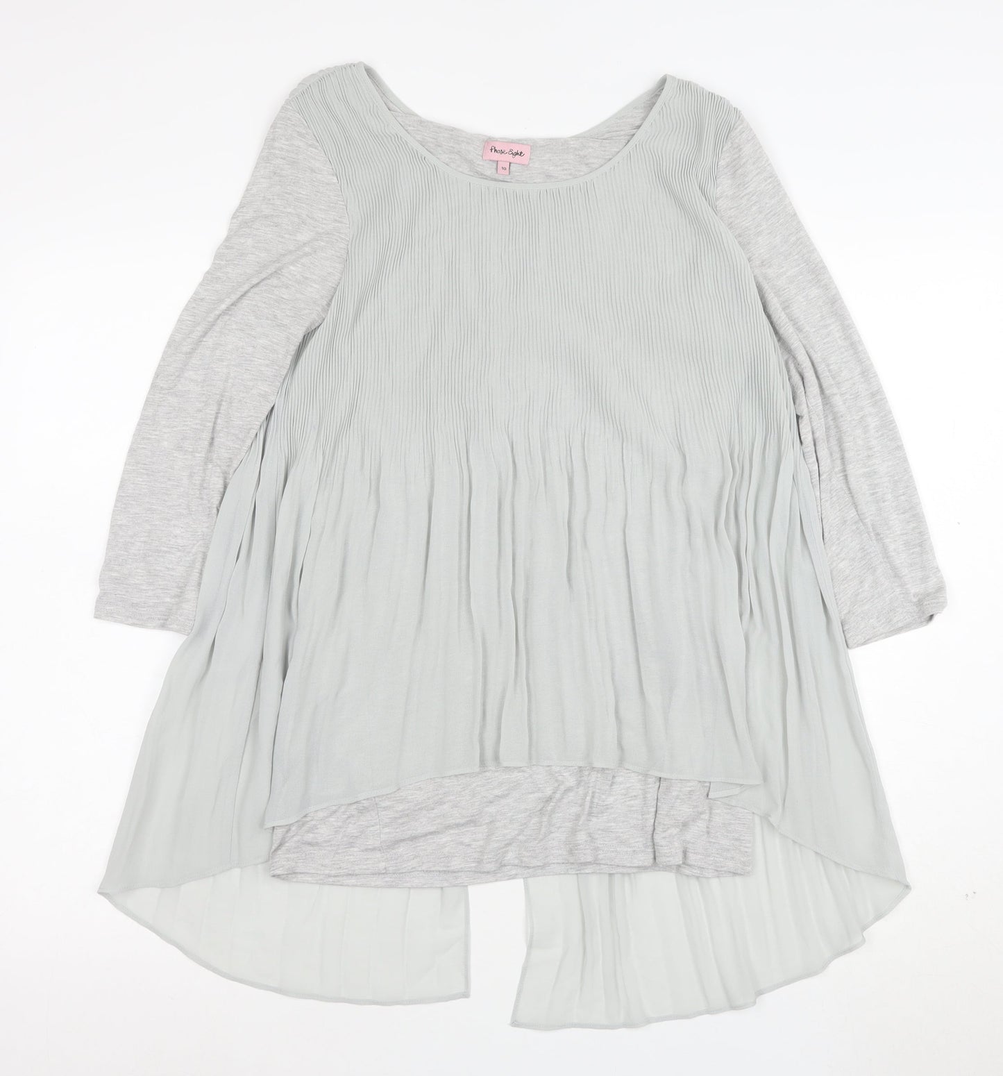 Phase Eight Women’s Grey Pleated Long Sleeve Tunic Blouse Size 10