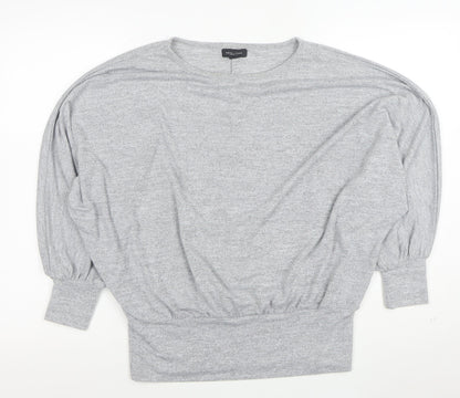 New Look Women Grey Jersey Dolman Sleeve Cropped Blouse M