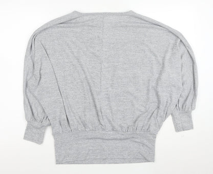 New Look Women Grey Jersey Dolman Sleeve Cropped Blouse M