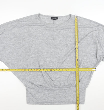 New Look Women Grey Jersey Dolman Sleeve Cropped Blouse M