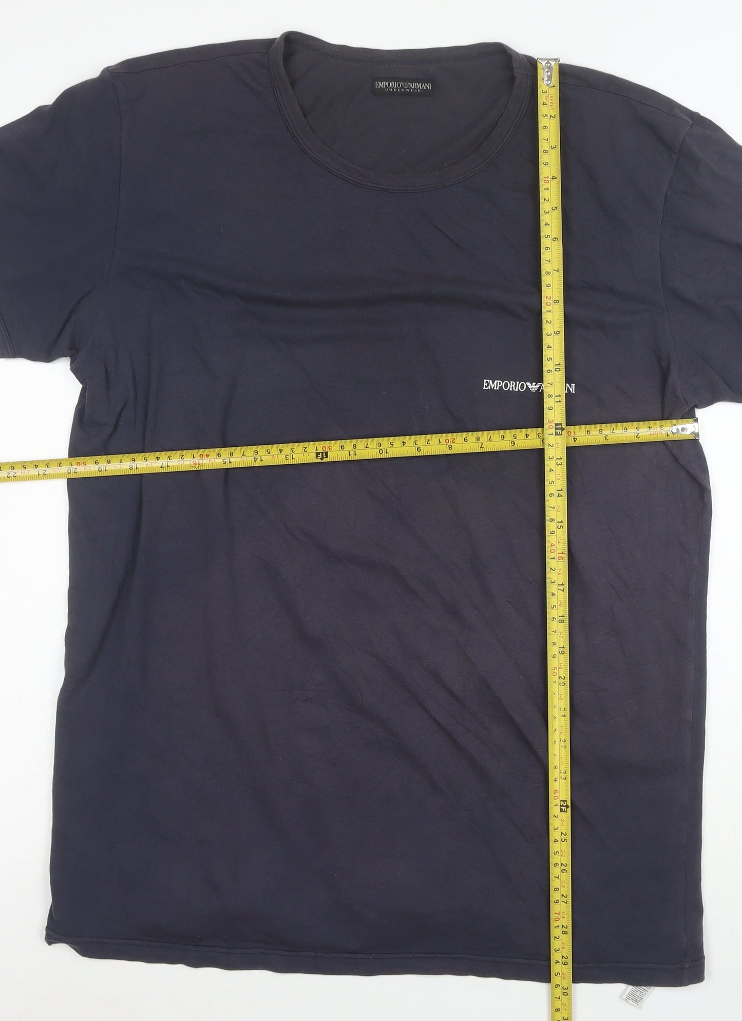 Emporio Armani Men's Blue XL Crew Neck Stretch Cotton T-Shirt