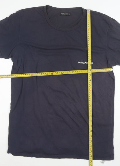 Emporio Armani Men's Blue XL Crew Neck Stretch Cotton T-Shirt