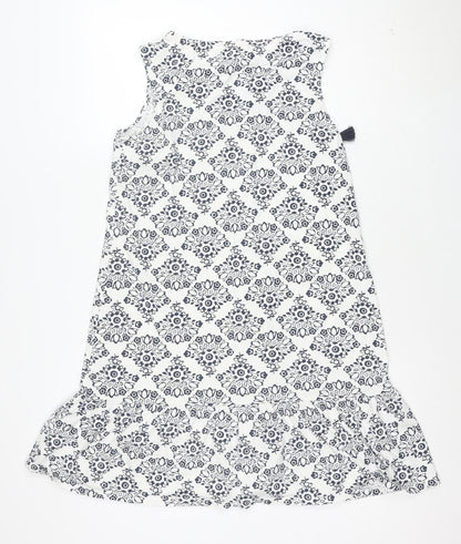 Boden Women’s Blue Geometric Cotton Stretch Shift Dress Size 10