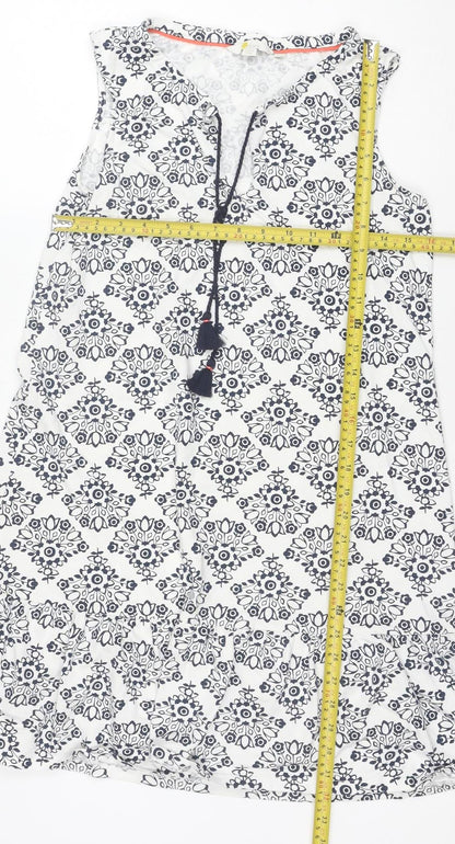 Boden Women’s Blue Geometric Cotton Stretch Shift Dress Size 10