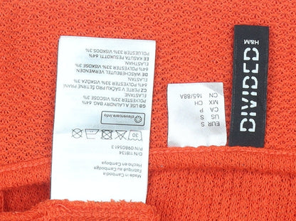 H&M Divided Women's Orange Cropped Knit Button-Up Top Size S