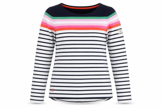 Joules Womens Multicoloured Striped Long Sleeve Cotton T-Shirt Size 12
