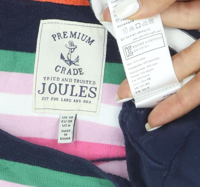 Joules Womens Multicoloured Striped Long Sleeve Cotton T-Shirt Size 12