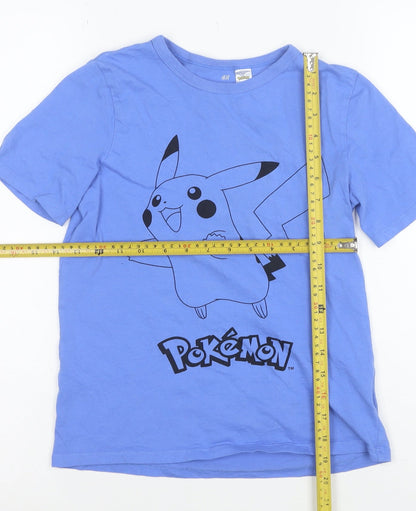 H&M Boys Blue Pokémon Pikachu Graphic Short Sleeve T-Shirt 8-10 Years