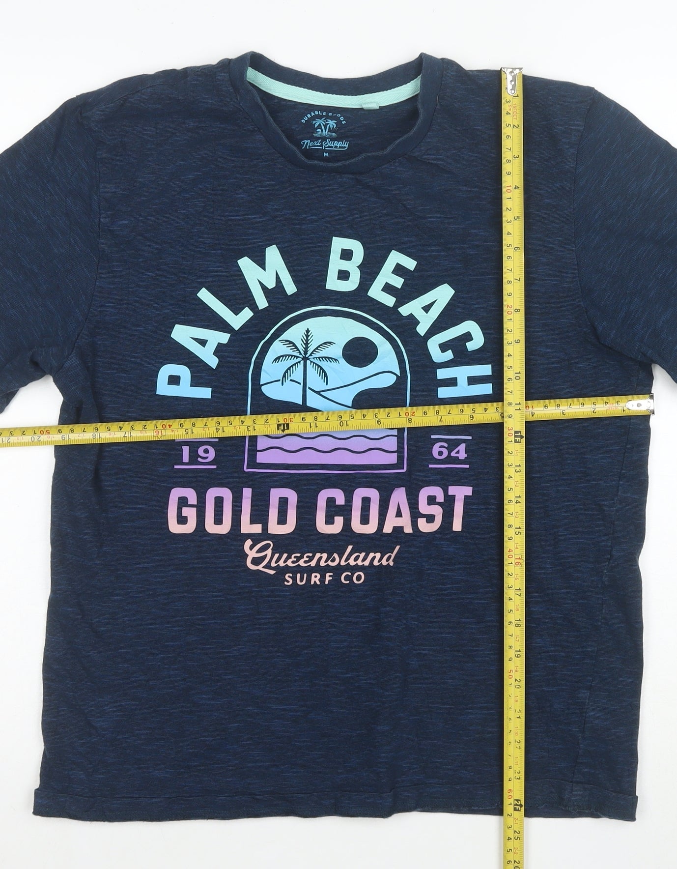 Next Men's Blue Palm Beach Graphic Cotton T-Shirt Size M