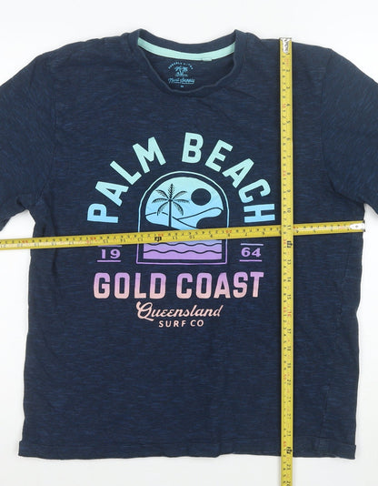 Next Men's Blue Palm Beach Graphic Cotton T-Shirt Size M