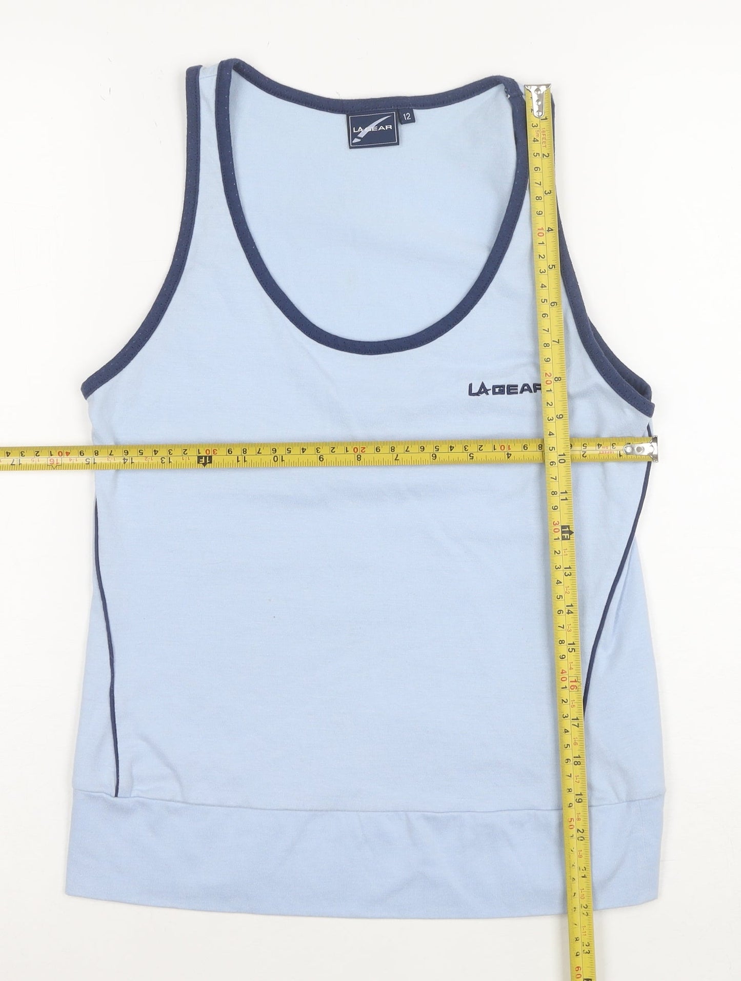 LA Gear Women Blue Tank Top Size 12 Casual Summer Jersey