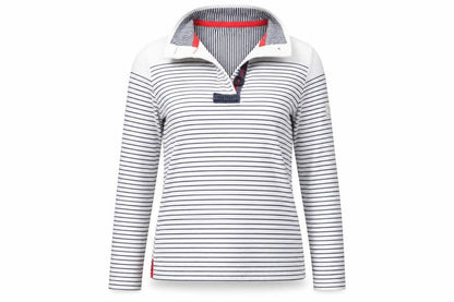 Joules Womens Navy White Striped Henley Sweatshirt Size 8 Cotton