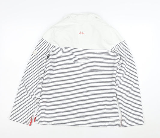 Joules Womens Navy White Striped Henley Sweatshirt Size 8 Cotton