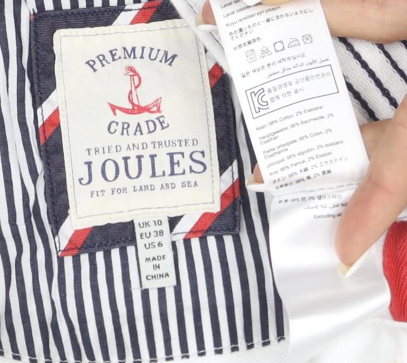 Joules Womens Navy White Striped Henley Sweatshirt Size 8 Cotton