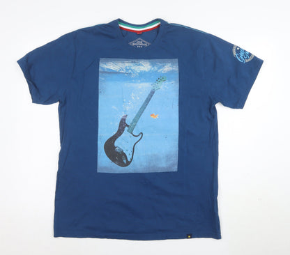 Joe Browns Men's Blue Music Graphic Cotton T-Shirt Size L