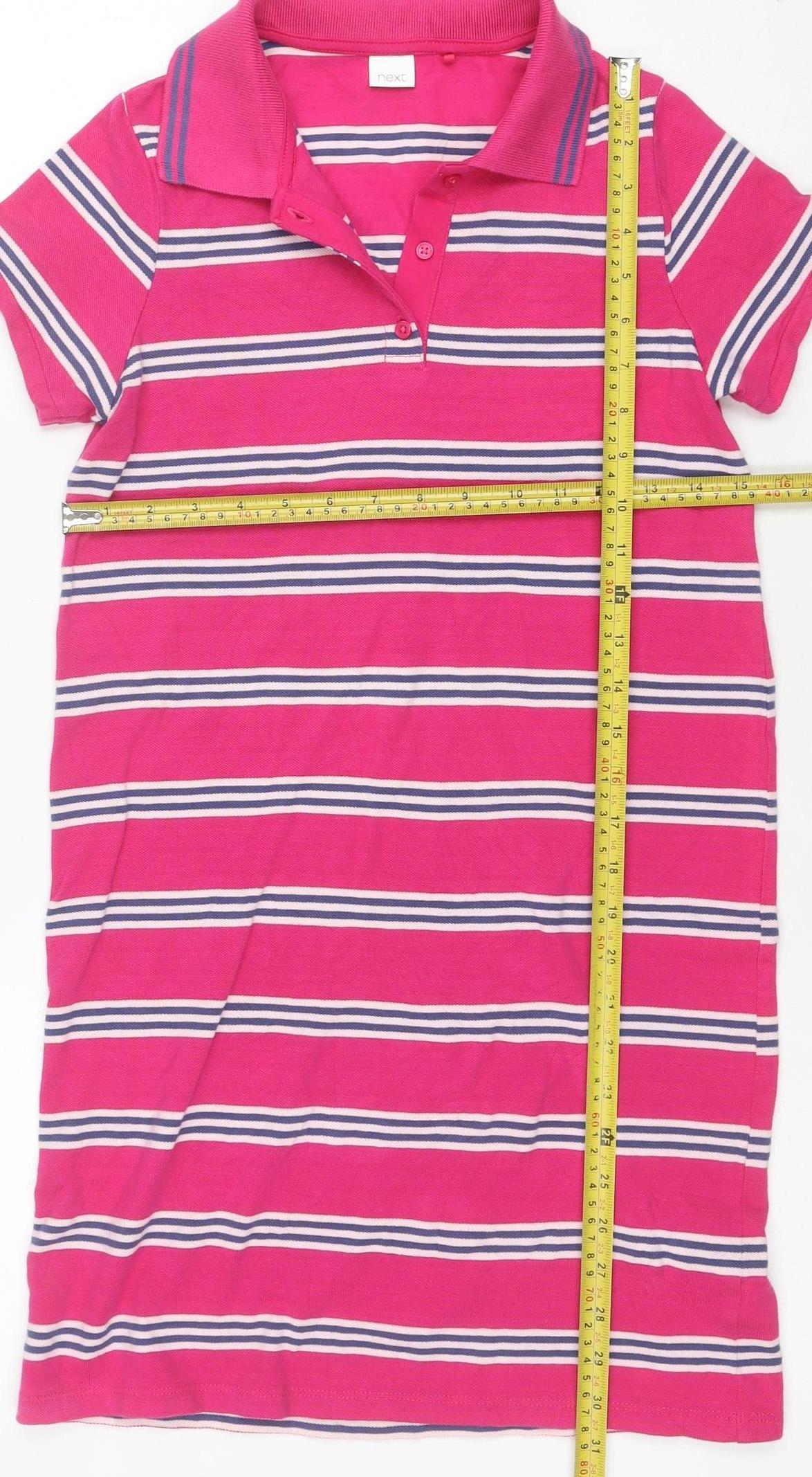 Next Girls Pink Striped Shirt Dress 13 Years Cotton Summer Casual