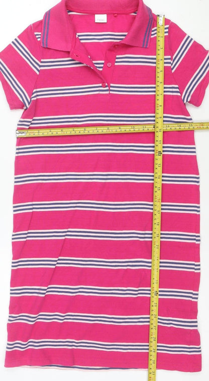 Next Girls Pink Striped Shirt Dress 13 Years Cotton Summer Casual