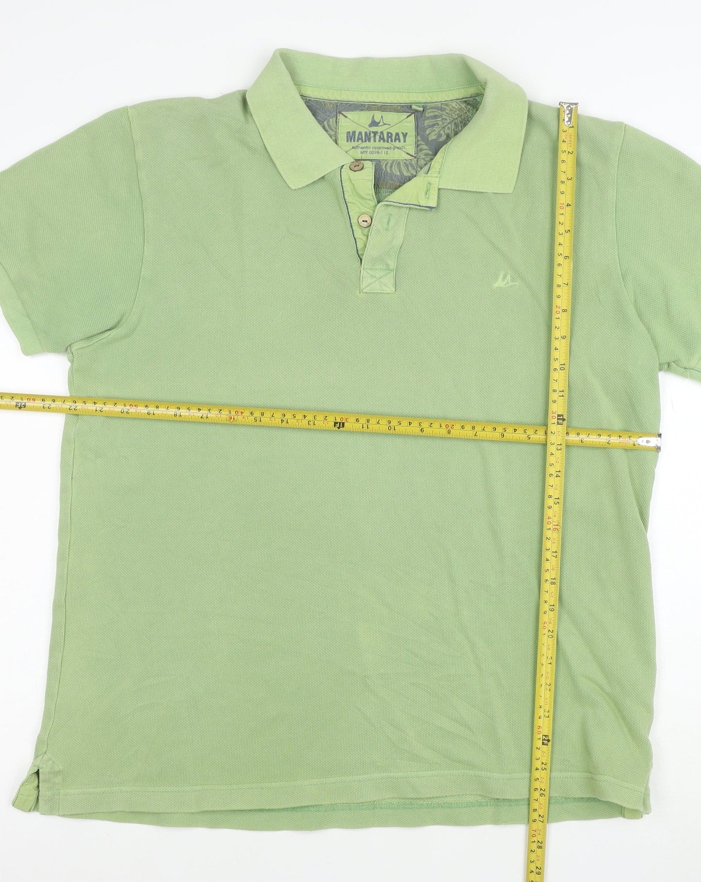 Mantaray Men’s Green Cotton Short Sleeve Polo Shirt Size L