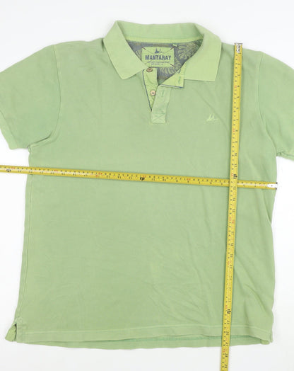 Mantaray Men’s Green Cotton Short Sleeve Polo Shirt Size L