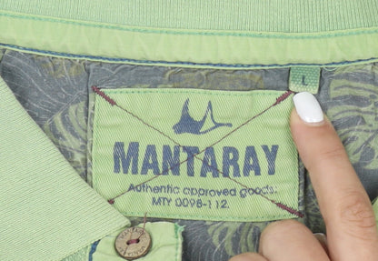 Mantaray Men’s Green Cotton Short Sleeve Polo Shirt Size L