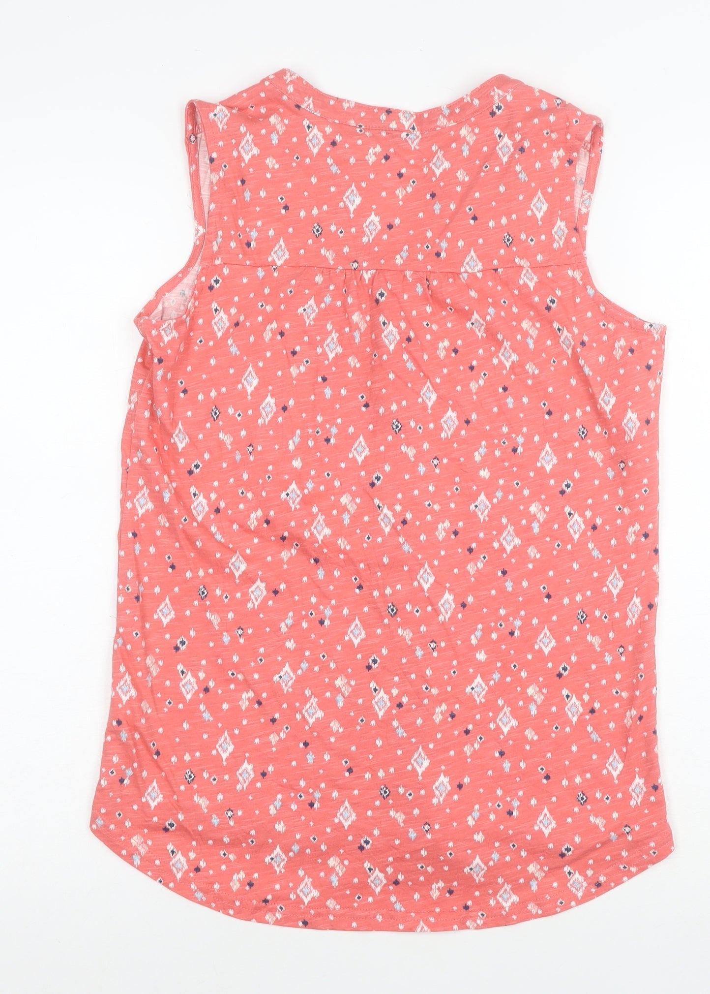 Bonmarché Women's Pink Geometric Sleeveless Cotton Button-Up Top Size 10
