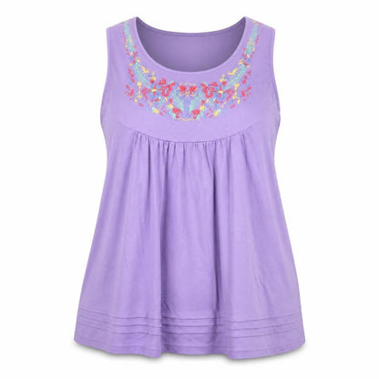 Being Casual Women’s Purple Embroidered Floral Tunic Tank Top Size 24