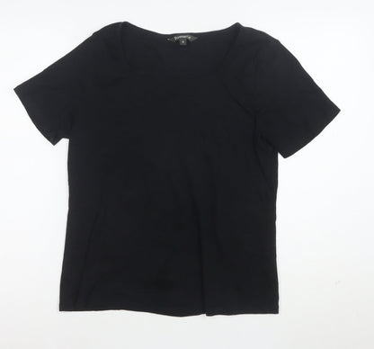Bonmarche Women's Black Cotton Square Neck Short Sleeve T-Shirt Size 18