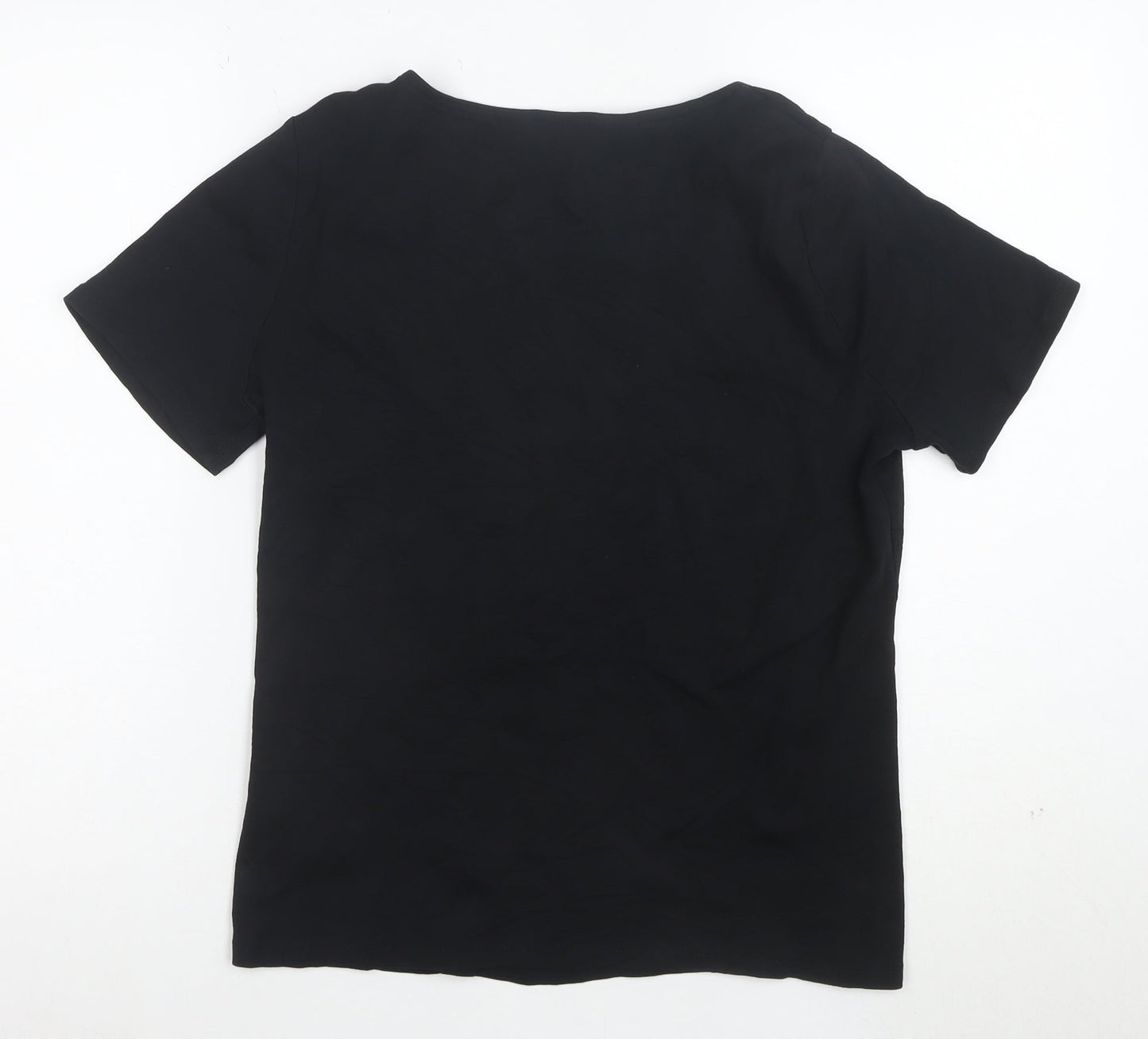 Bonmarche Women's Black Cotton Square Neck Short Sleeve T-Shirt Size 18