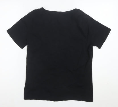 Bonmarche Women's Black Cotton Square Neck Short Sleeve T-Shirt Size 18
