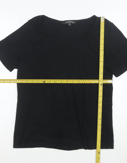 Bonmarche Women's Black Cotton Square Neck Short Sleeve T-Shirt Size 18