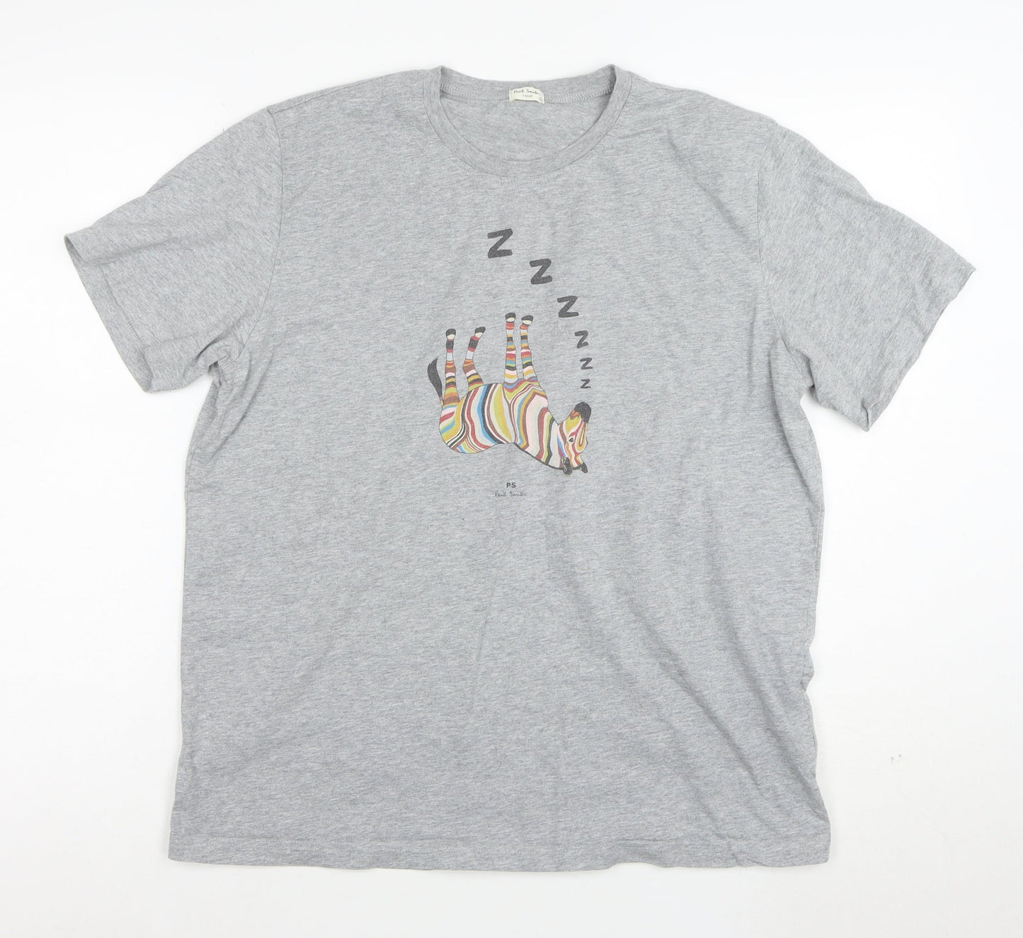 Paul Smith Unisex Grey Zebra Print Cotton T-Shirt Size S