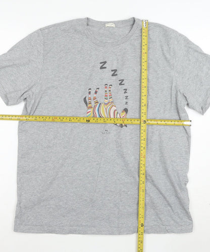 Paul Smith Unisex Grey Zebra Print Cotton T-Shirt Size S