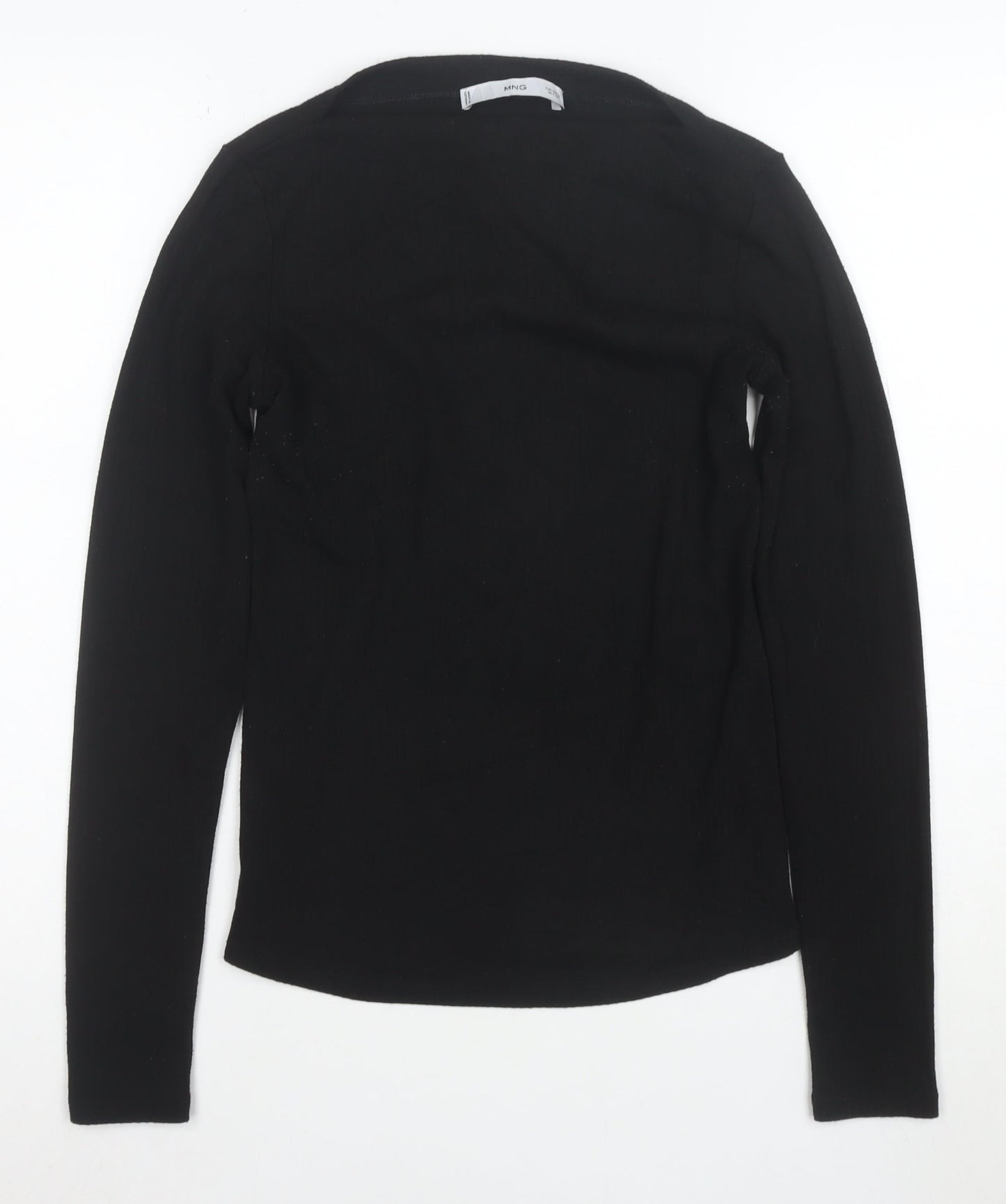 MNG Women's Black Slim Fit Long Sleeve Basic T-Shirt Size S