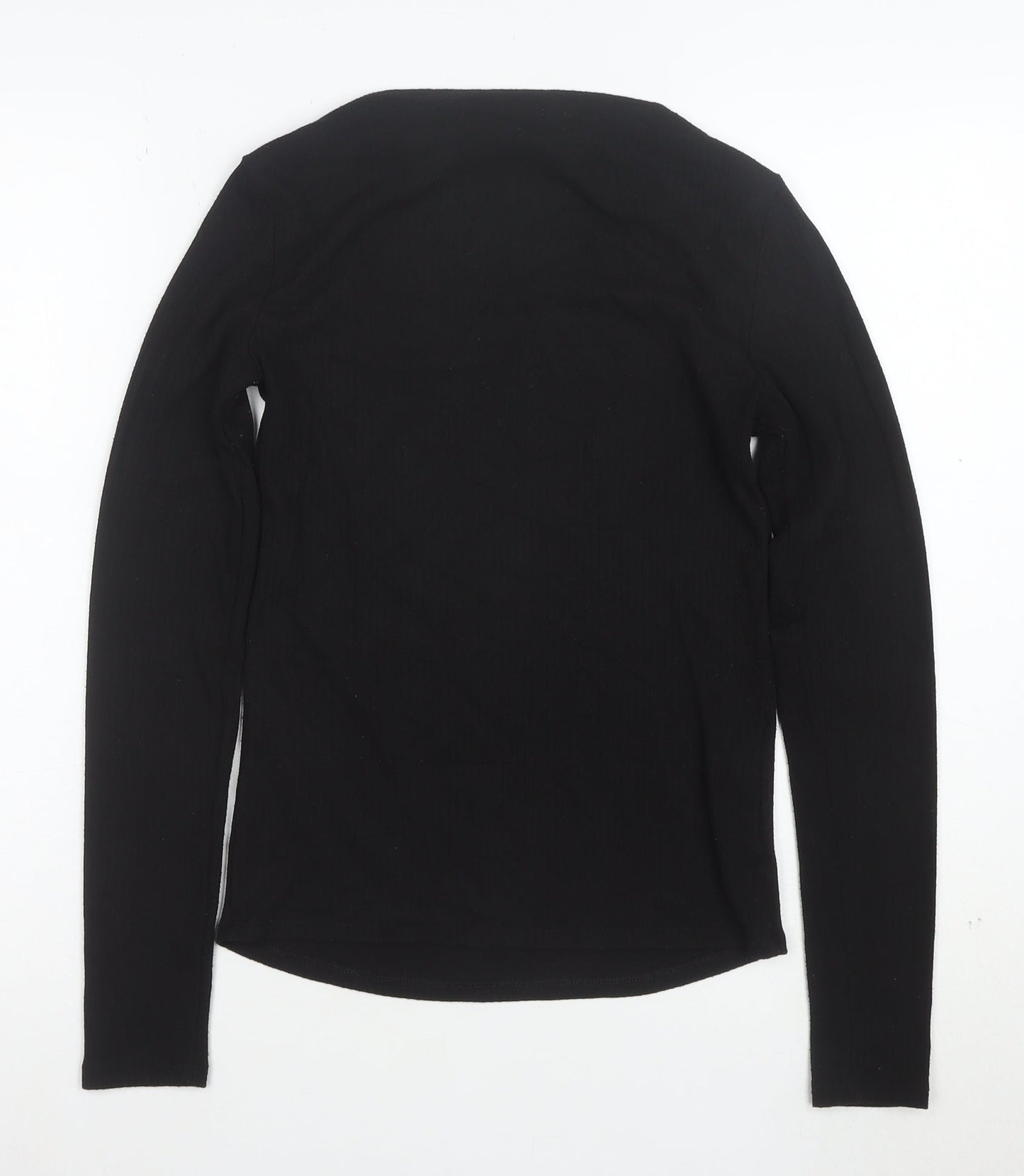 MNG Women's Black Slim Fit Long Sleeve Basic T-Shirt Size S