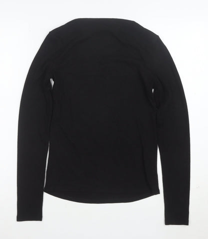 MNG Women's Black Slim Fit Long Sleeve Basic T-Shirt Size S