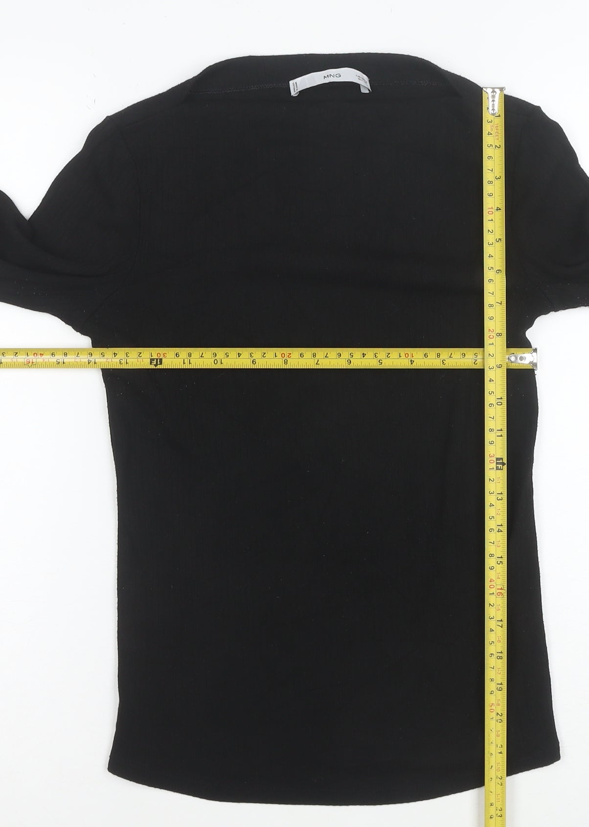 MNG Women's Black Slim Fit Long Sleeve Basic T-Shirt Size S