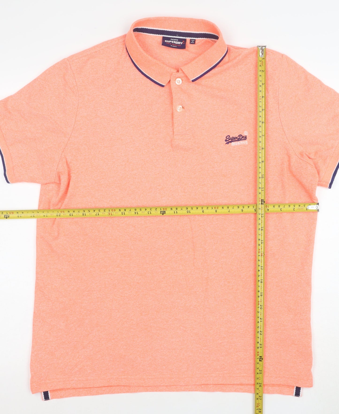 Superdry Mens Orange XL Regular Fit Polo Shirt Cotton Blend