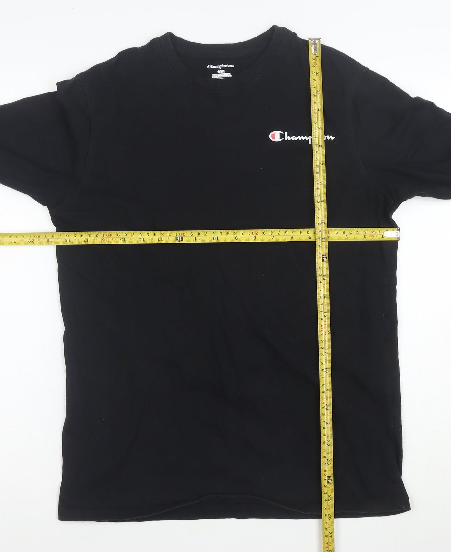 Champion Men's Black Long Sleeve Cotton Crew Neck T-Shirt Size S