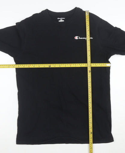 Champion Men's Black Long Sleeve Cotton Crew Neck T-Shirt Size S