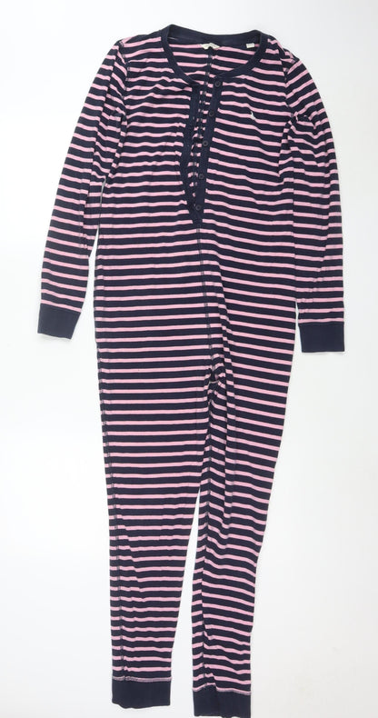Jack Wills Women’s Navy Pink Striped Cotton Jumpsuit UK 10