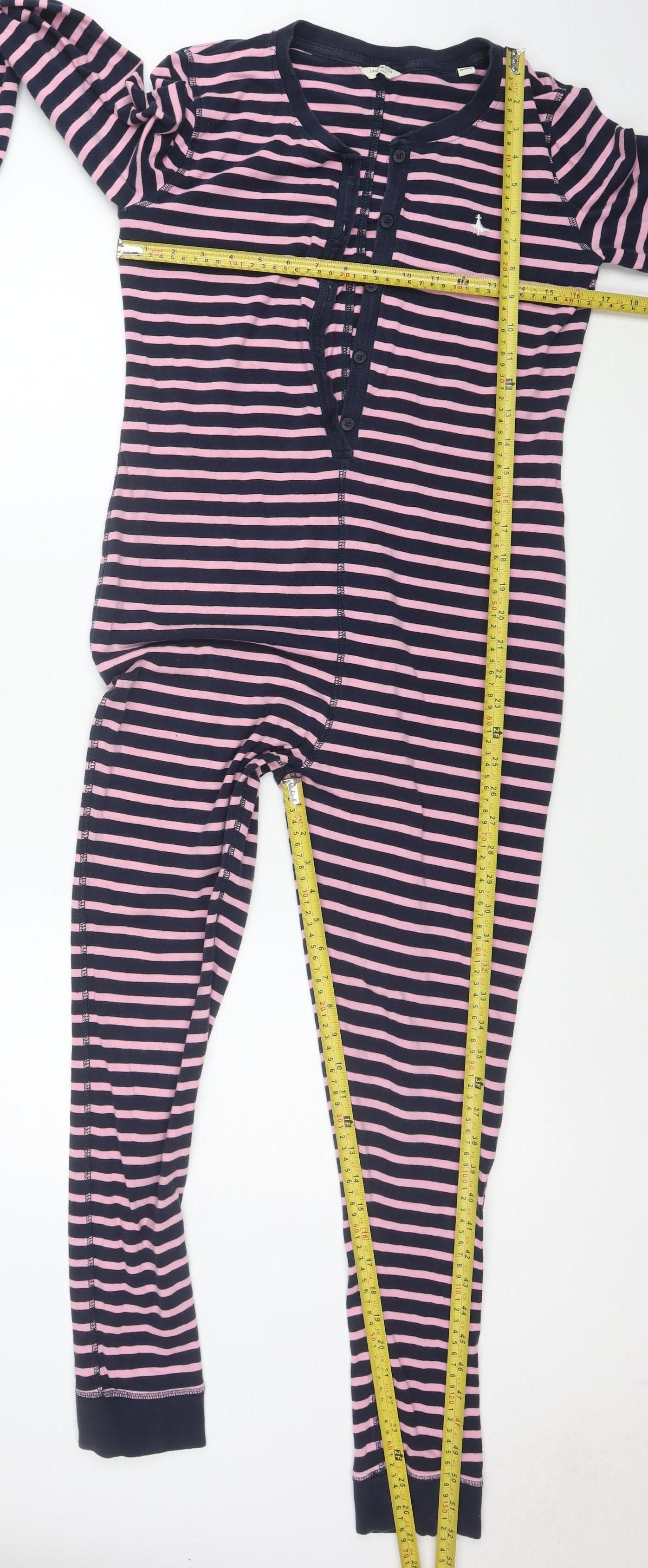 Jack Wills Women’s Navy Pink Striped Cotton Jumpsuit UK 10