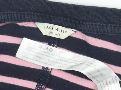 Jack Wills Women’s Navy Pink Striped Cotton Jumpsuit UK 10