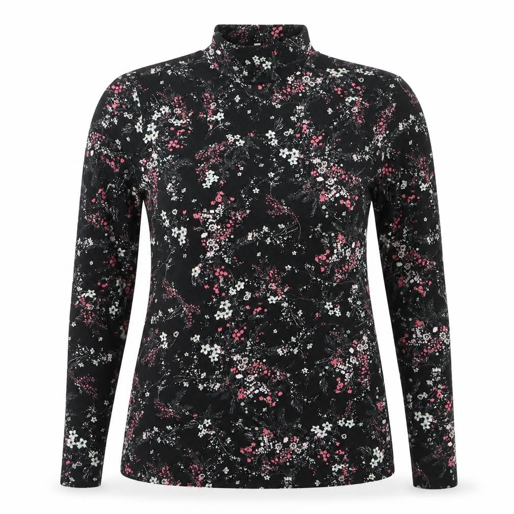 Warehouse Womens Black Floral Roll Neck Long Sleeve Jersey Top Size 14