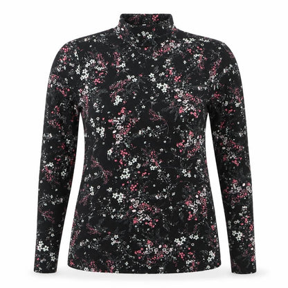 Warehouse Womens Black Floral Roll Neck Long Sleeve Jersey Top Size 14