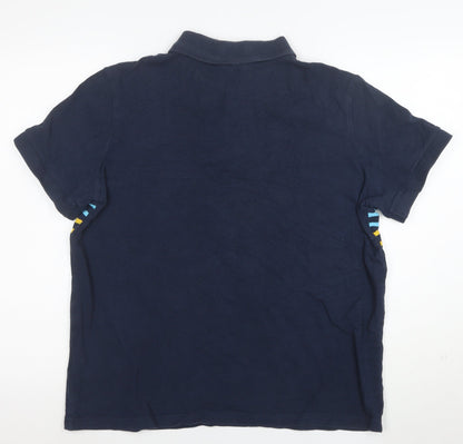 TOG24 Men's Blue Striped Short Sleeve Cotton Polo Shirt Size L