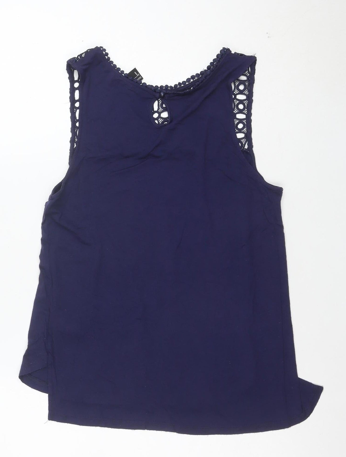 H&M Women's Blue Crochet Trim Sleeveless Camisole Top Size S
