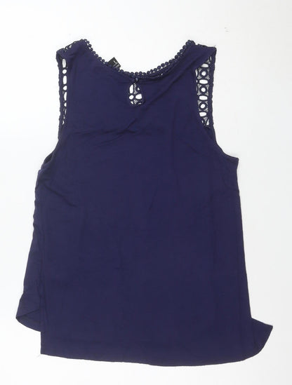 H&M Women's Blue Crochet Trim Sleeveless Camisole Top Size S